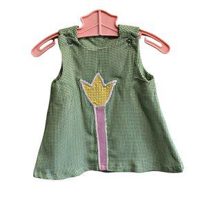 Vintage Gingham Print Floral Embroidered A-Line Dress